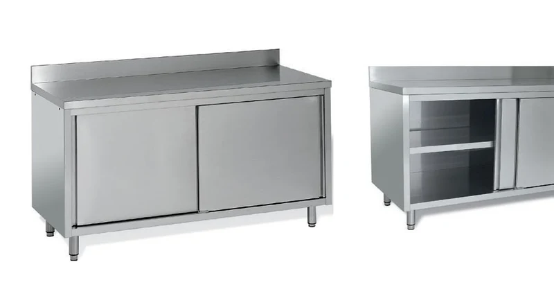 Meuble de rangement inox profondeur 700 mm - Longueur 1800 mm - Adossé simple face - MR18ET