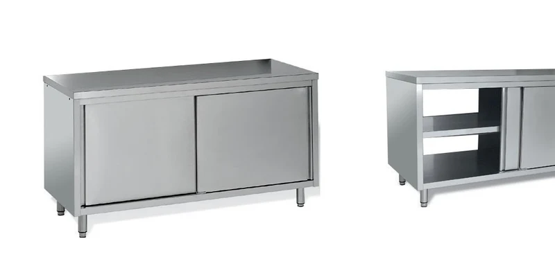 Meuble de rangement inox profondeur 700 mm - Longueur 1600 mm - Central simple face - MR16T
