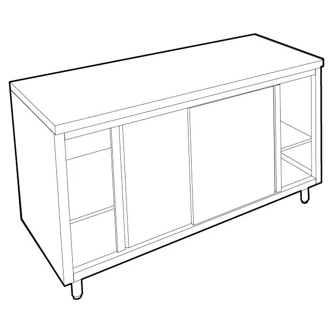 Meuble de rangement inox profondeur 700 mm - Longueur 1400 mm - Central simple face - MR14T