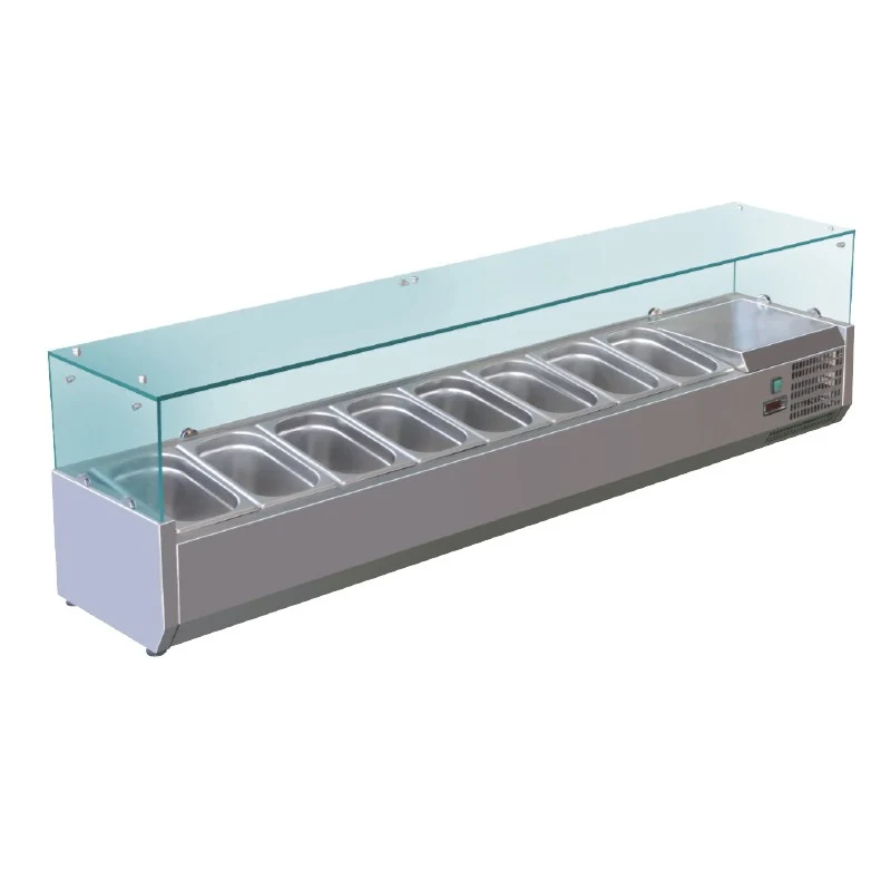Vitrine réfrigérée positive +2/+8°C pour table à pizza - 8 bacs GN 1/3 - V18GN13 - Nosem