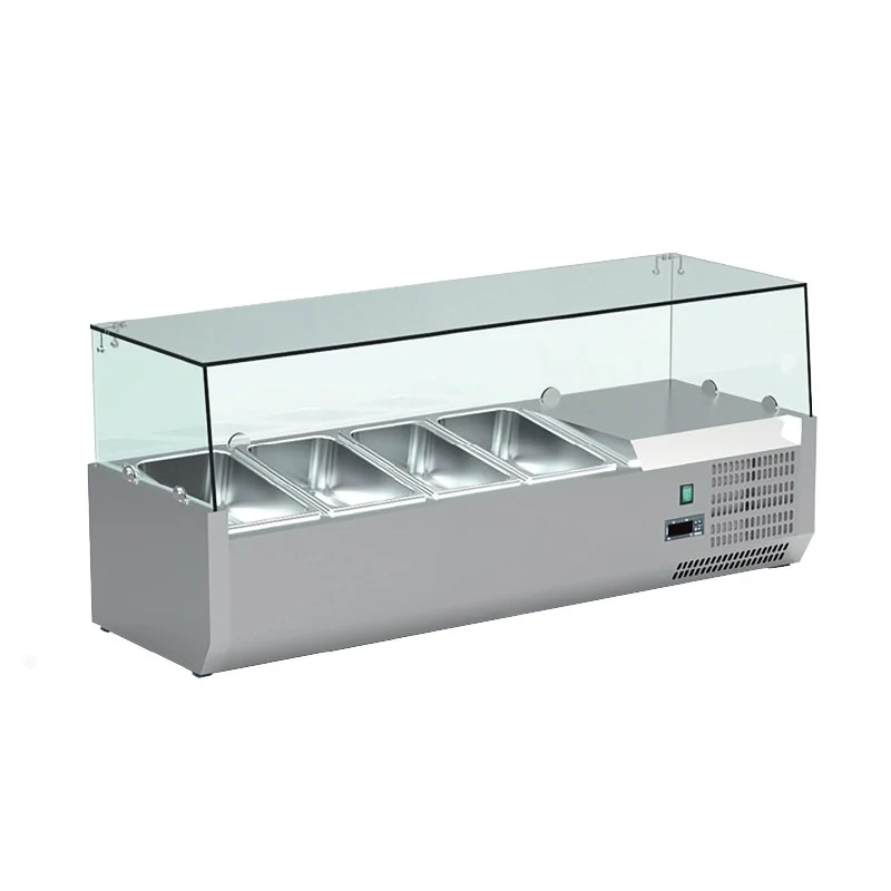 Vitrine réfrigérée positive +2/+8°C pour table à pizza - 4 bacs GN 1/3 - V12GN13 - Nosem