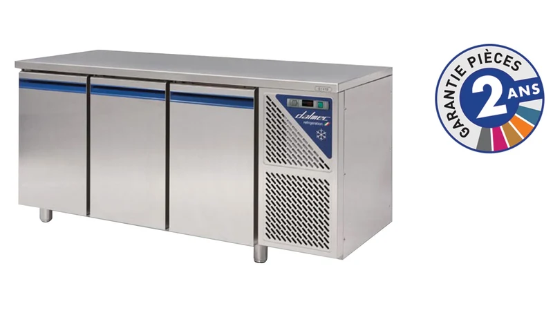 Table réfrigérée négative sans dosseret -18/-22°C - 460 L - 3 portes - Avec groupe logé - TG703NC-3 - Dalmec