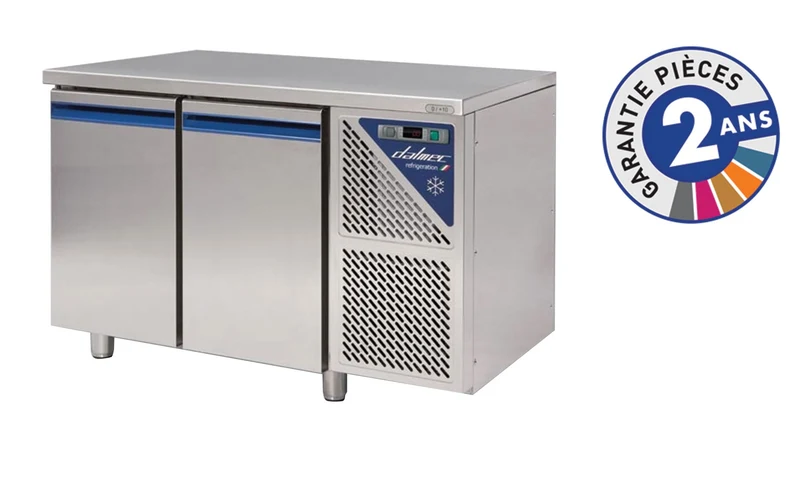Table réfrigérée négative sans dosseret -18/-22°C - 230 L - 2 portes pleines - Avec groupe logé - SN602NC-3 - Dalmec