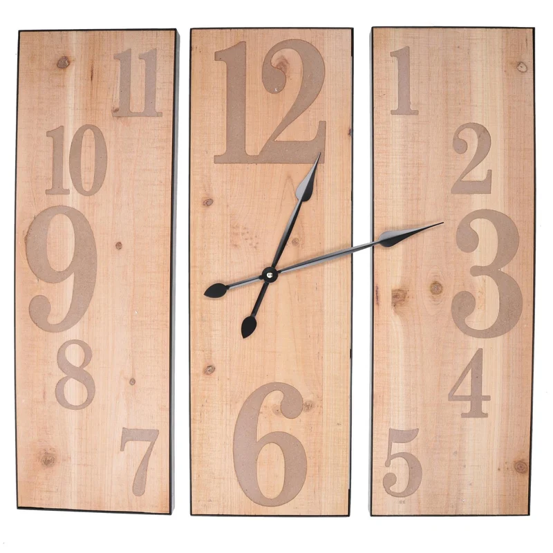 Horloge en bois naturel 60x60x3 cm