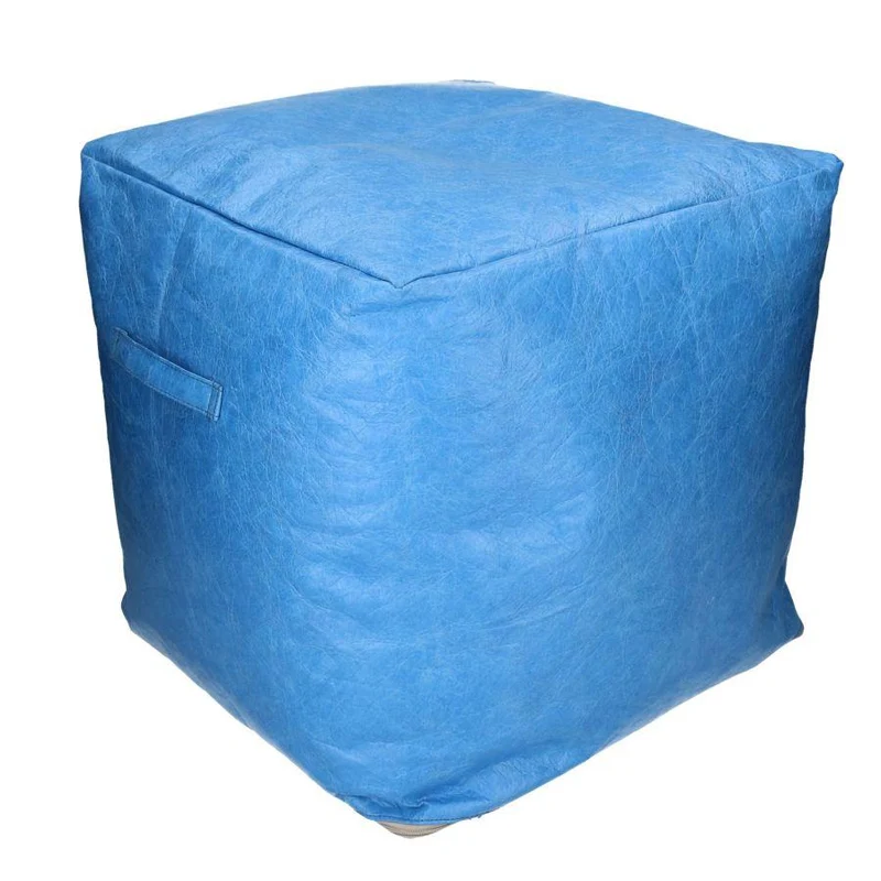 Puff carré en cellulose bleu cm40x40h40