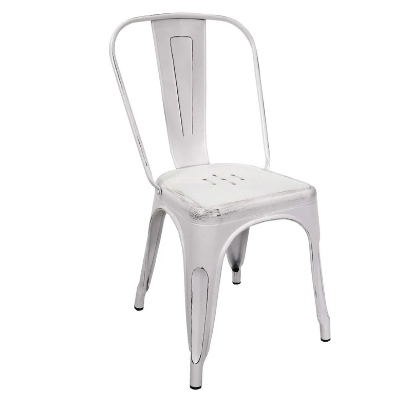 Chaise New Bristol en fer blanc antique cm51x43h84