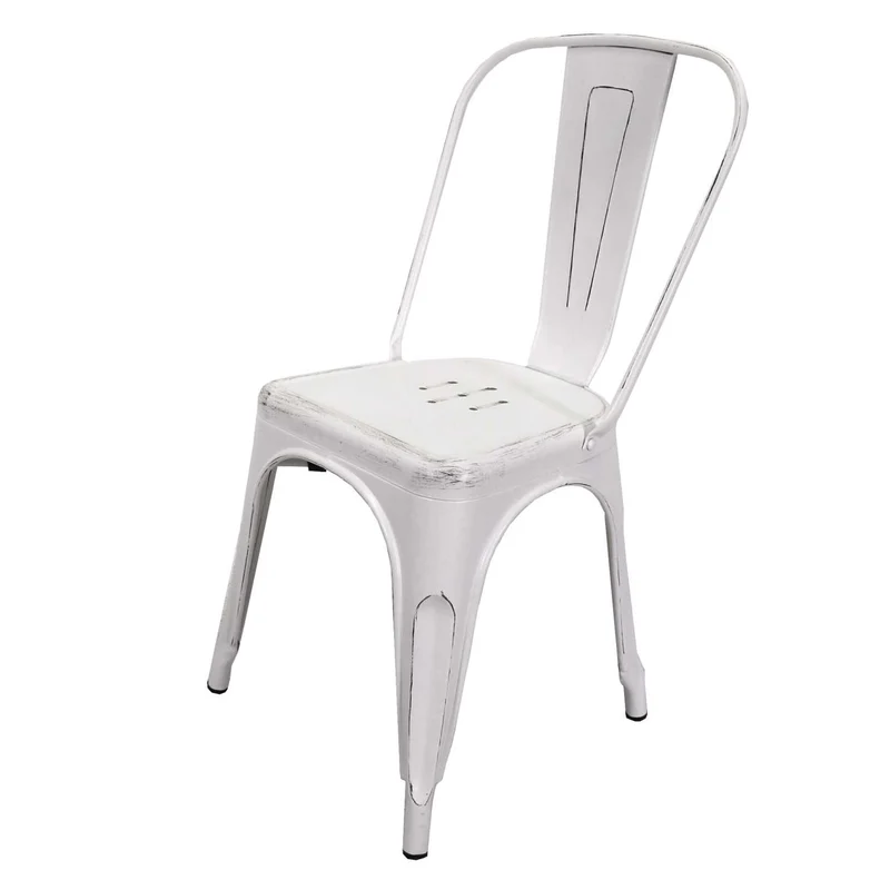 Chaise New Bristol en fer blanc antique cm51x43h84