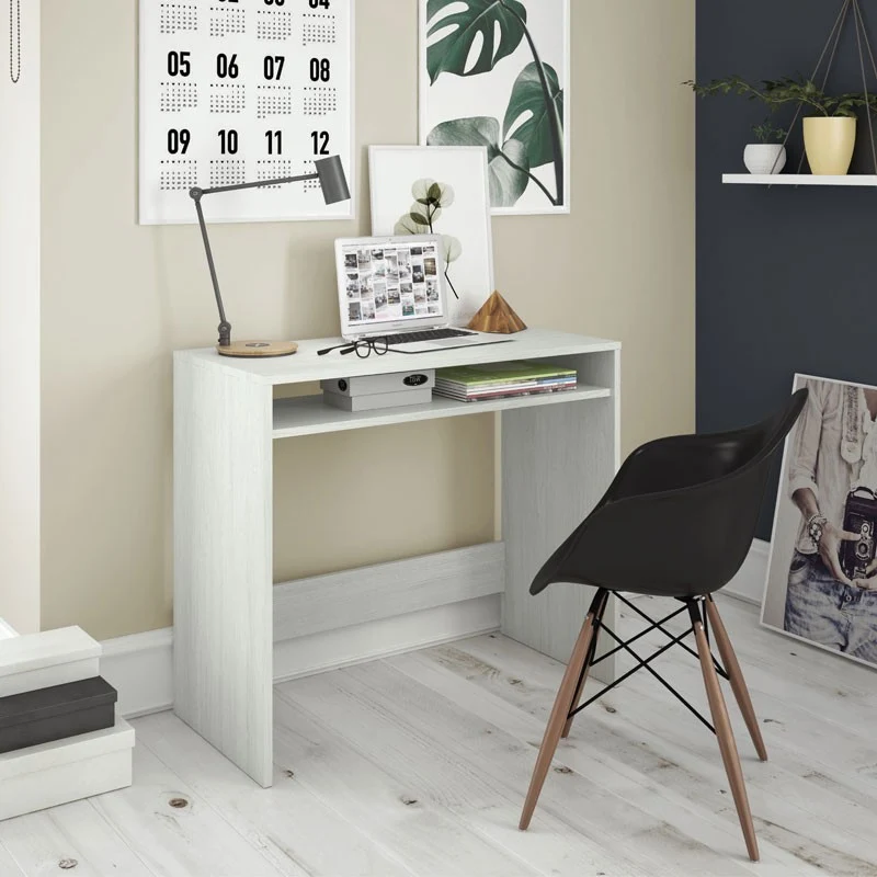 Petit bureau d'ordinateur blanc avec compartiment 79 x 43 x 78 h cm