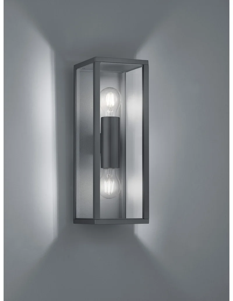 Applique Garonne Anthracite Double Lumière Dessus et Dessous IP44 Trio Lighting