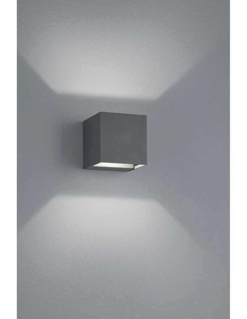 Applique Cube Anthracite Double Lumière LED Adaja IP54 Trio Lighting