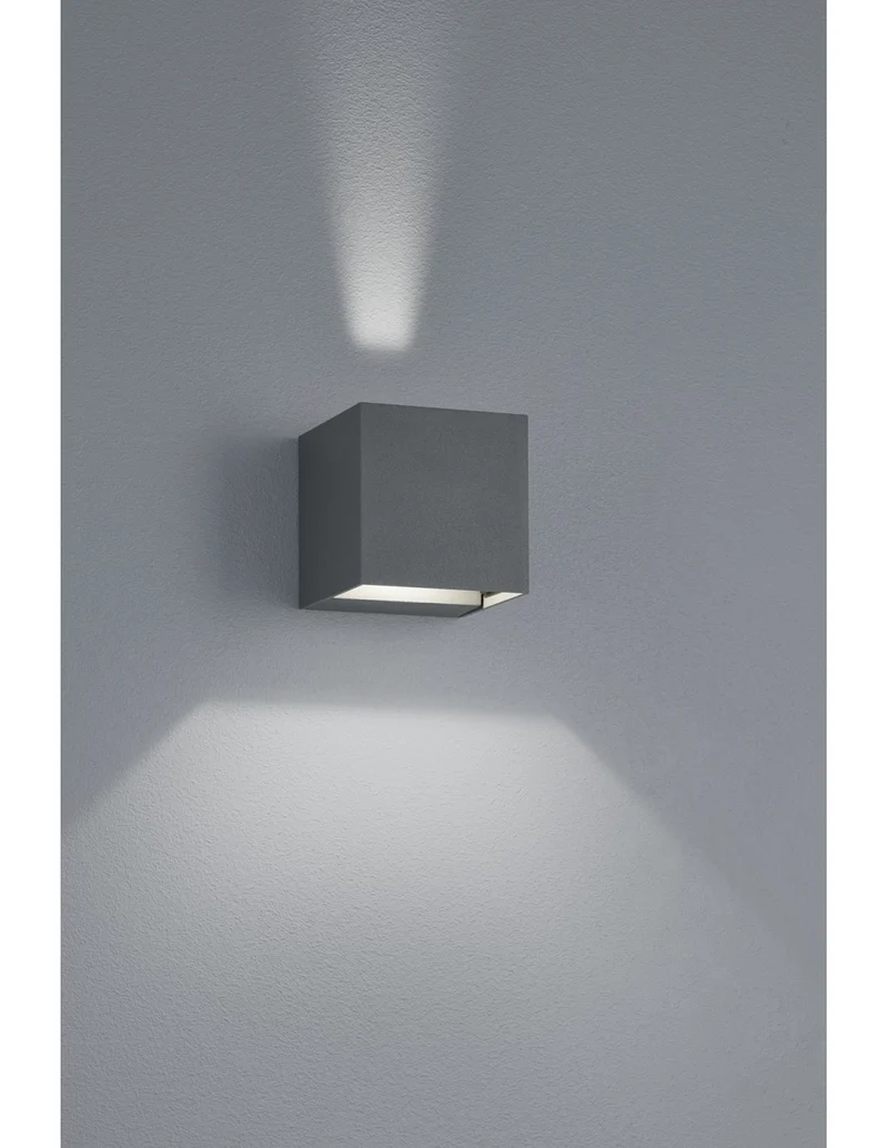 Applique Cube Anthracite Double Lumière LED Adaja IP54 Trio Lighting