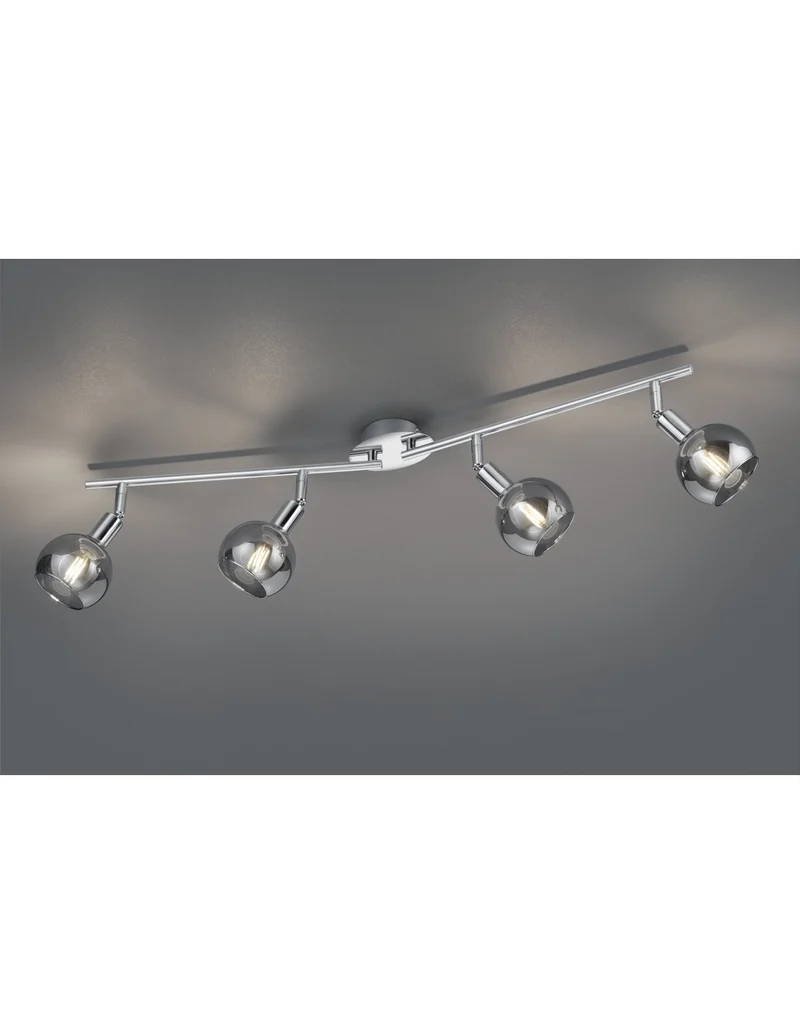 Spot de Plafond Brest Chrome 4 Verre Fumé Trio Lighting