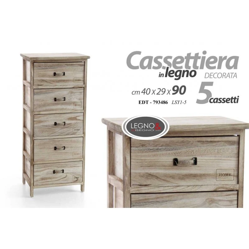 Commode maison cuisine salon 5 tiroirs 40x29x90h cm