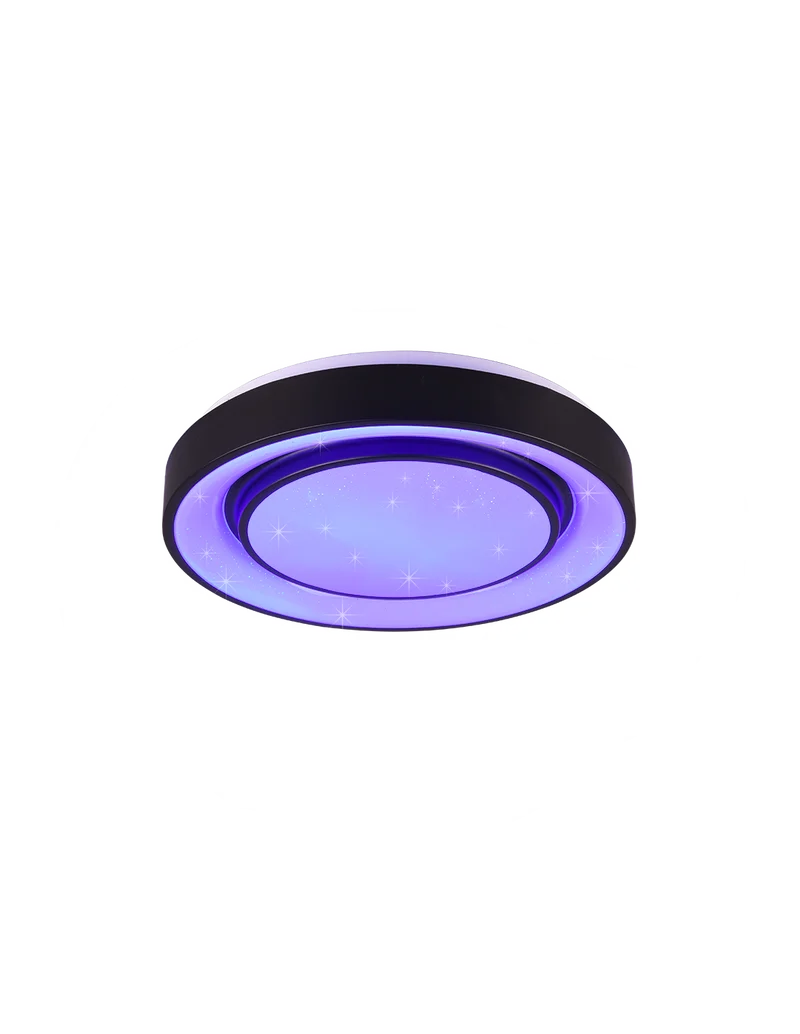 Plafonnier Led Moderne Variateur RGB Mona Noir Ø38 cm Trio Lighting