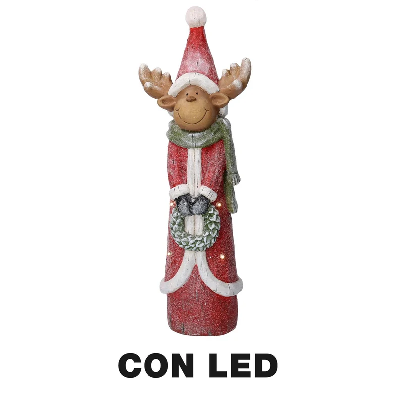 Renne en résine LED rouge 22,5x16h65,5 cm