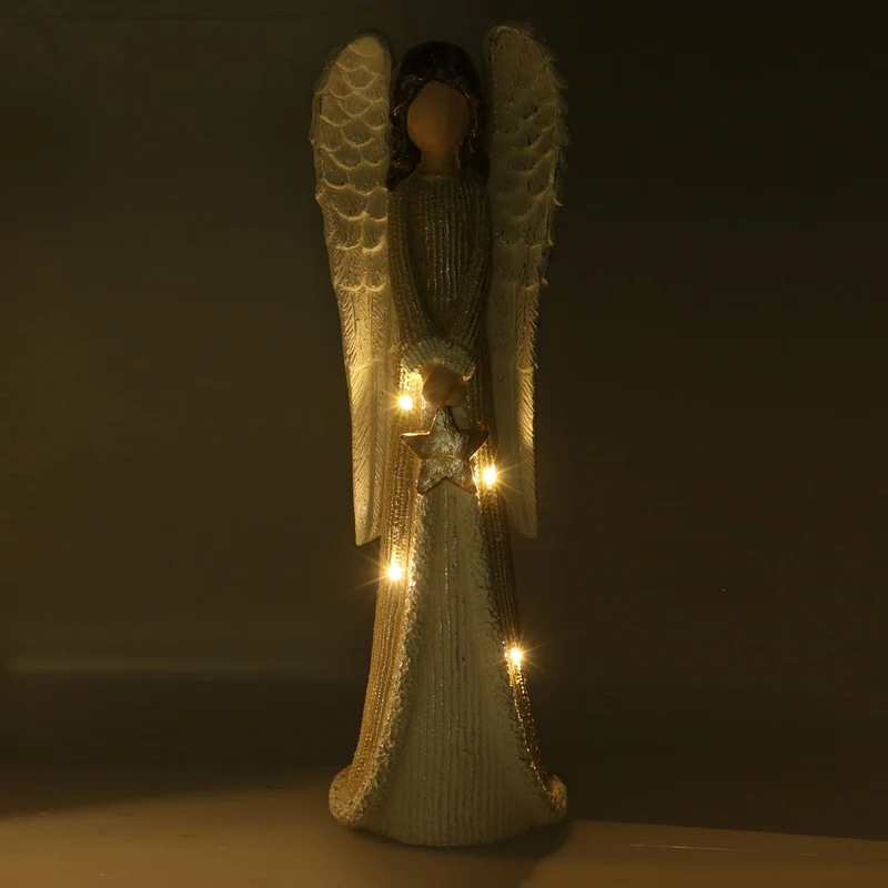 Ange en résine led doré cm22x15h66