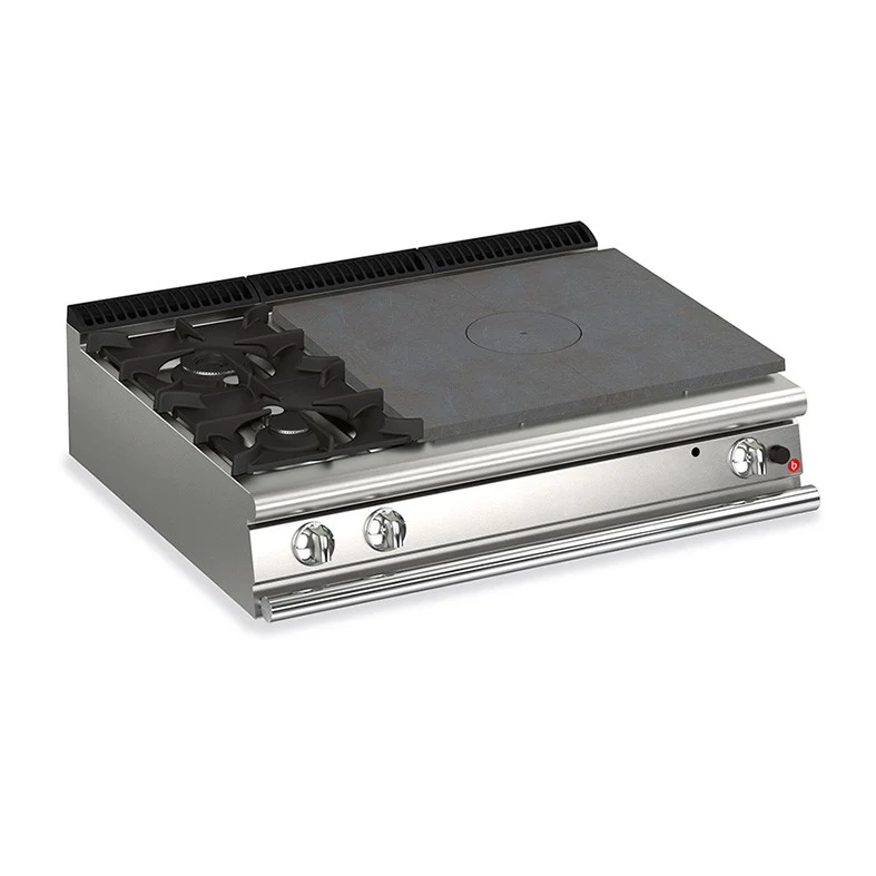Plaque de cuisson - Top 2 feux vifs gaz + Plaque coup de feu - Gamme QUEEN 700 - 70QTPG121SX - Baron