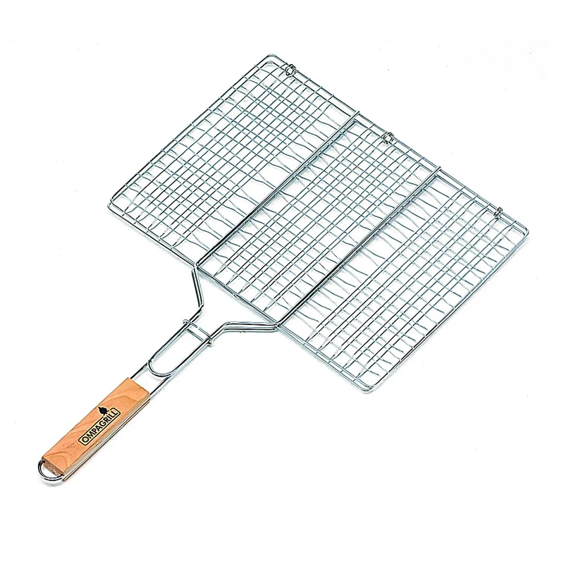 Grill grillagé sans pieds avec manche en bambou 30x40 cm