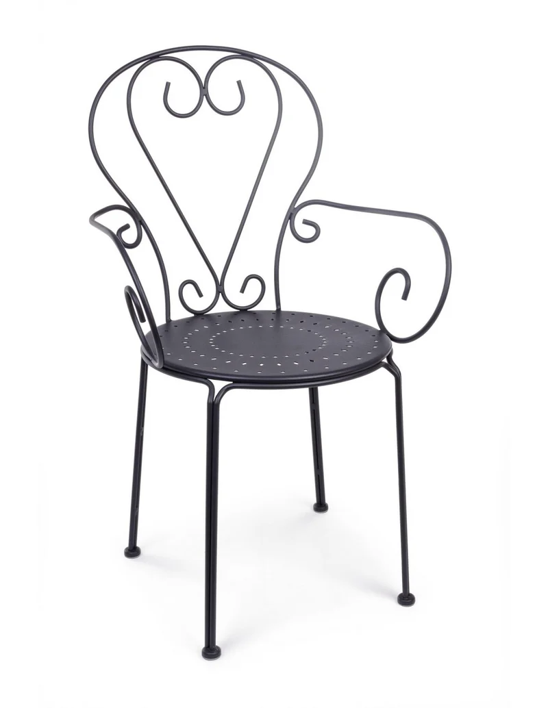Chaise grise Etienne avec accoudoirs