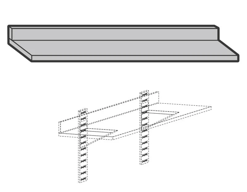 Etagère murale pleine en inox - Profondeur 300 mm - Longueur 800 mm - EM308T