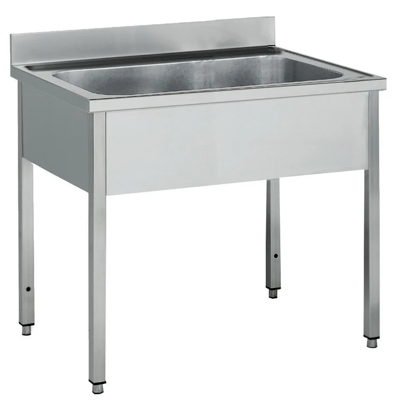 Plonge pâtissière inox - 1 bac - Profondeur 700 mm - Longueur 1000 mm - Sans étagère - PGGN10T