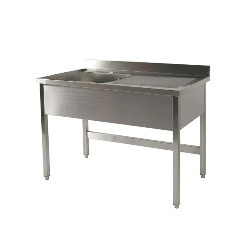 Plonge inox 1 bac - Egouttoir à droite - L 1200 x P 700 mm - Piètement simple - PG1215DT