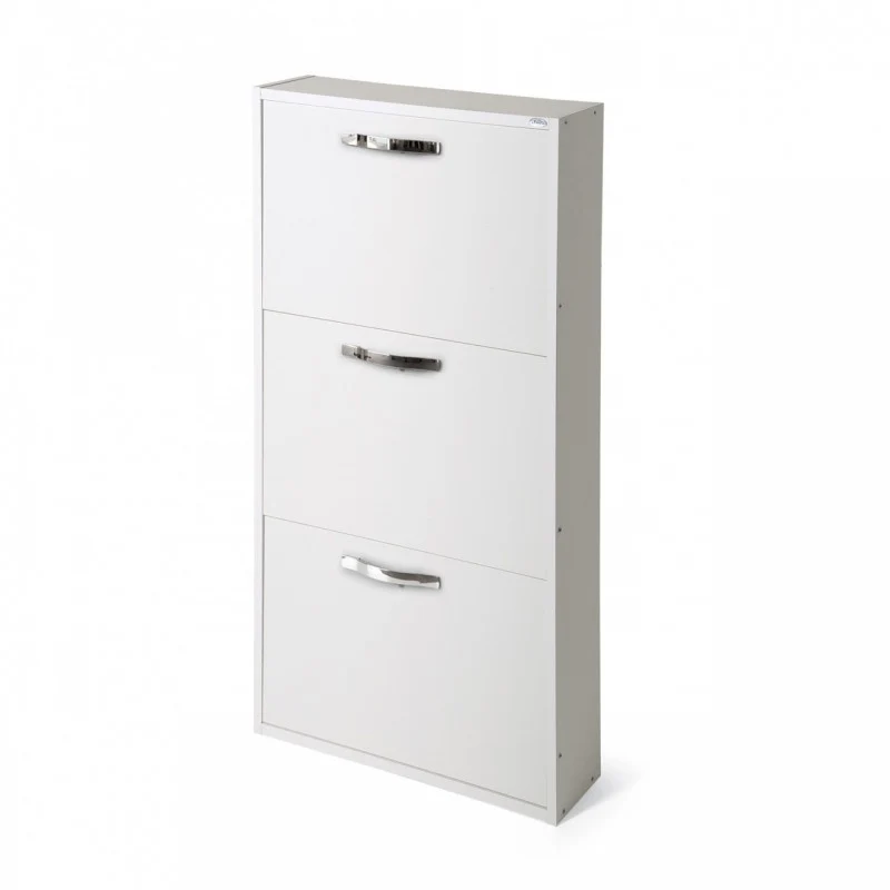 Meuble à chaussures 3 portes Serena en frêne blanc