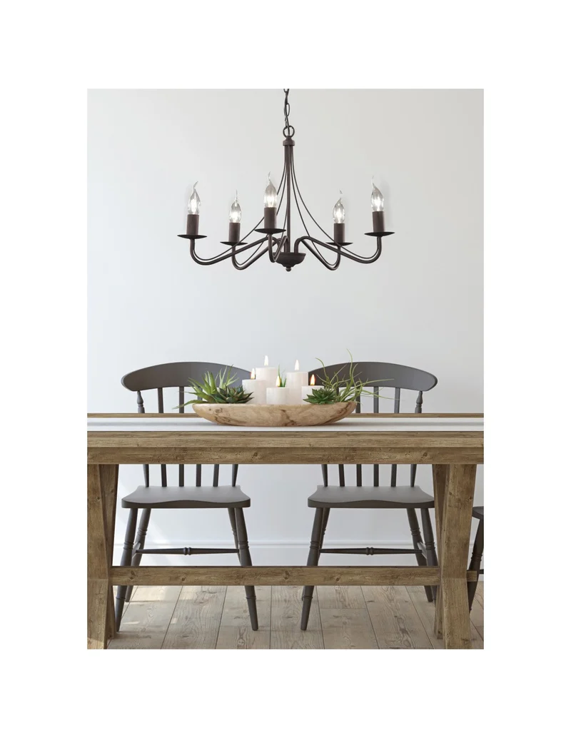 Lustre Rustique Campagne Rouille 5xE14 Ø55 cm Trio Lighting