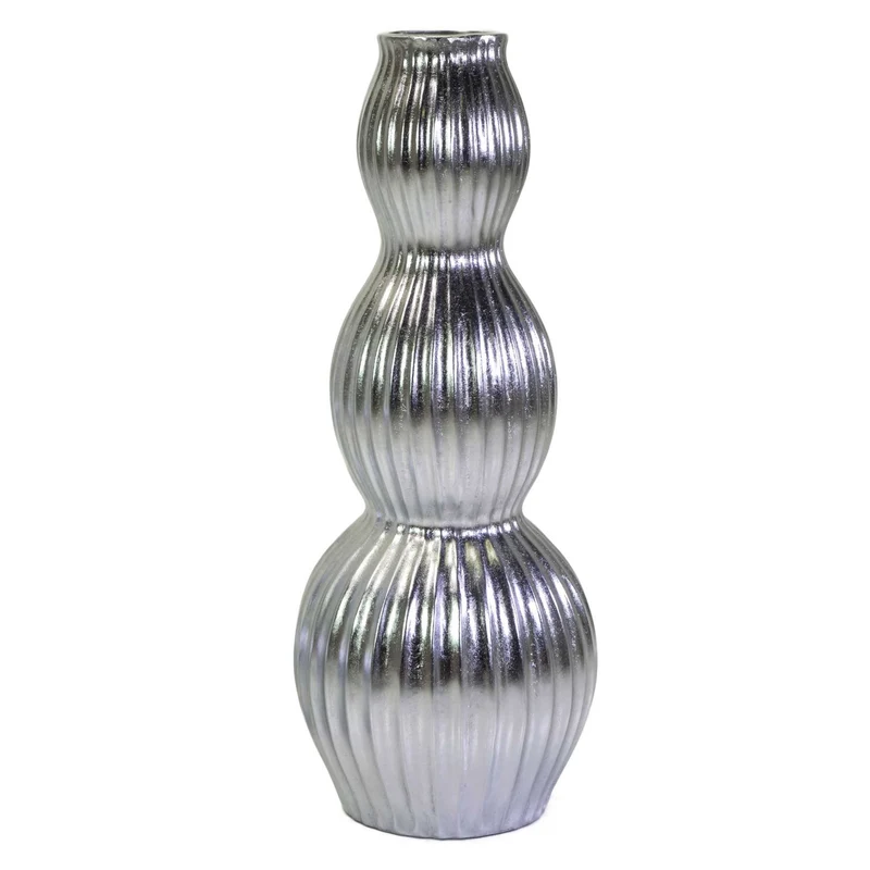 Porte-vase en résine argentée ø45h120 cm
