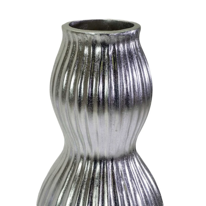 Porte-vase en résine argentée ø45h120 cm