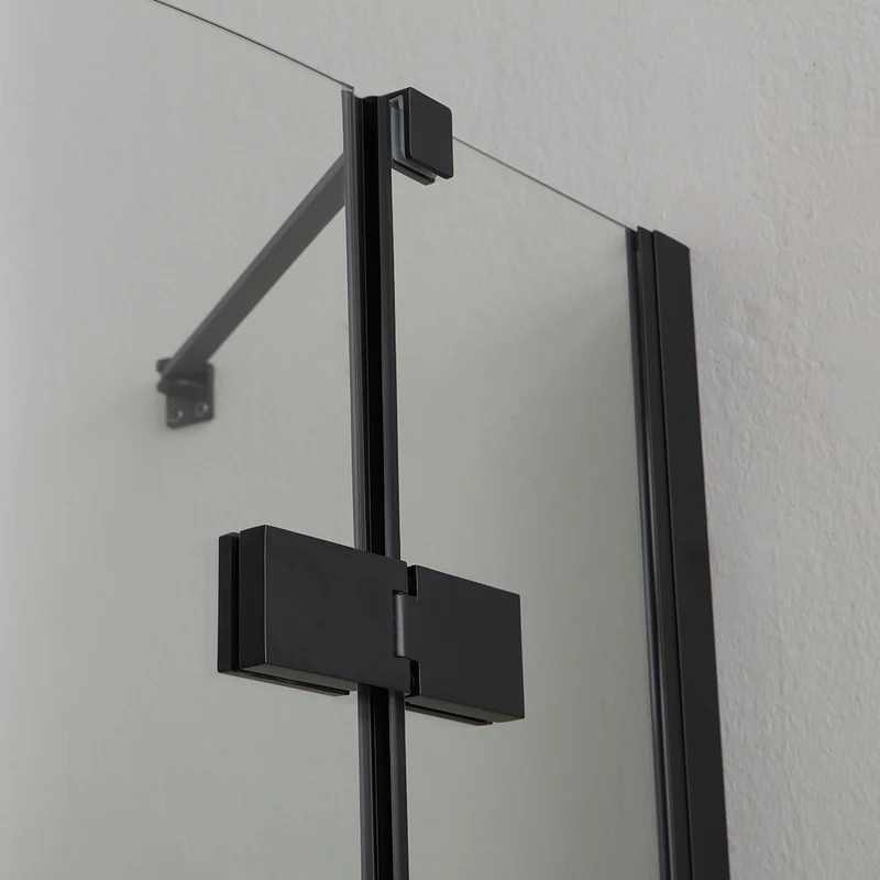 Paroi de douche semi-circulaire 90x90 avec ouverture battante noire