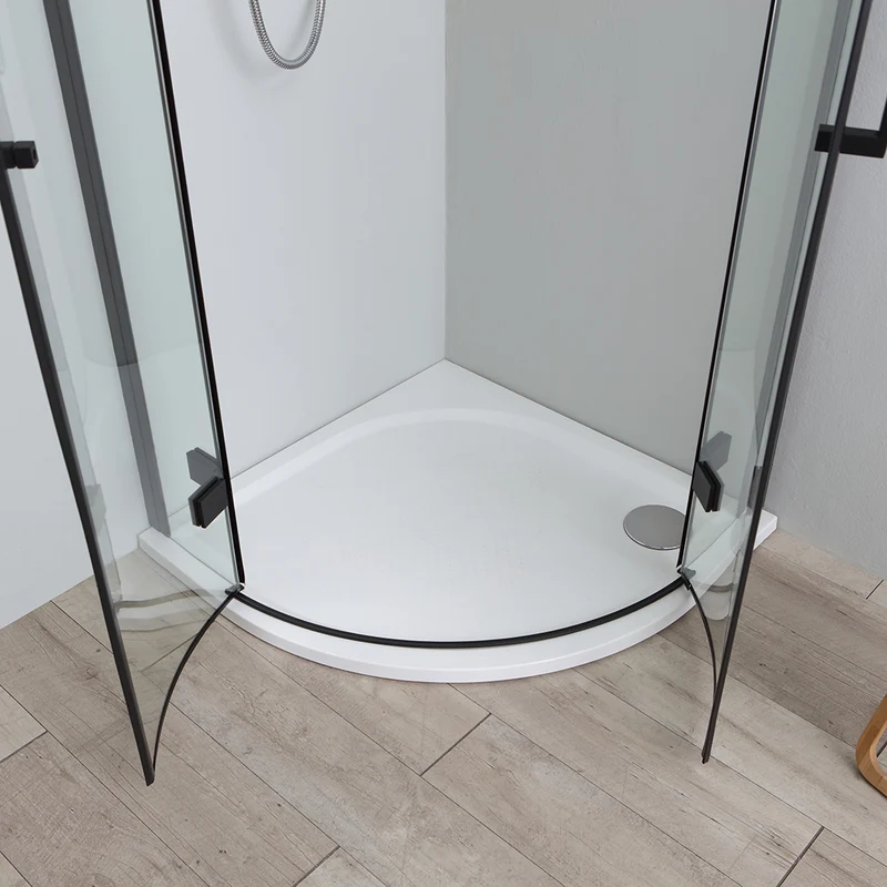Paroi de douche semi-circulaire 90x90 avec ouverture battante noire