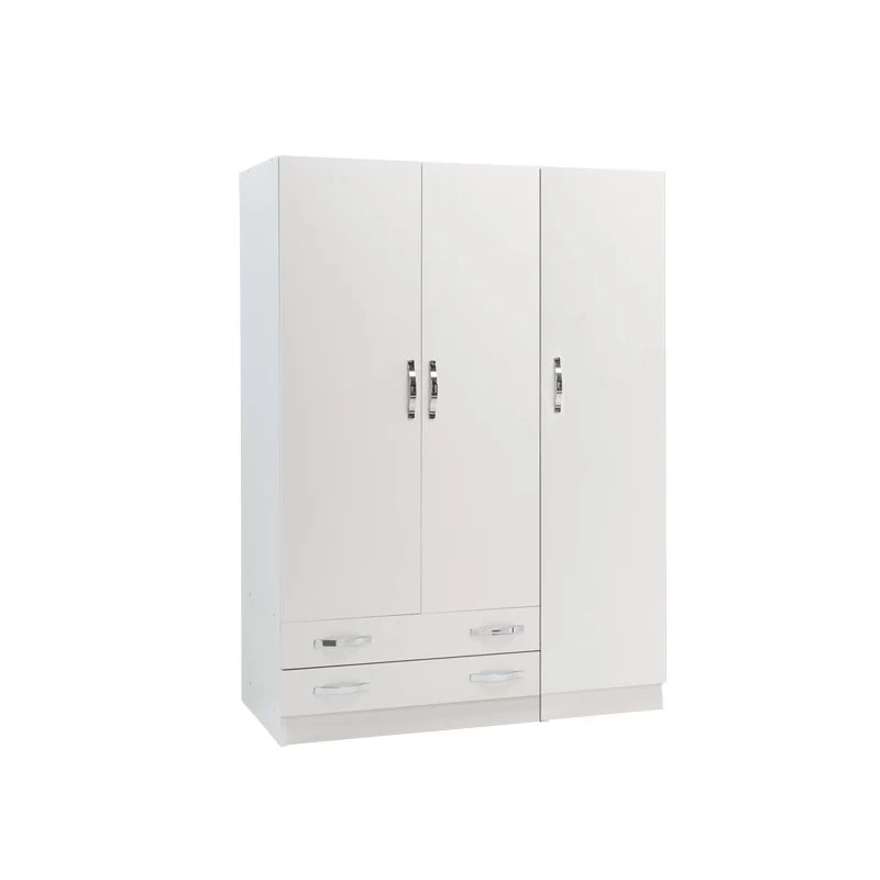 Armoire 3 portes avec commode en frêne blanc 135x52xH 210 cm