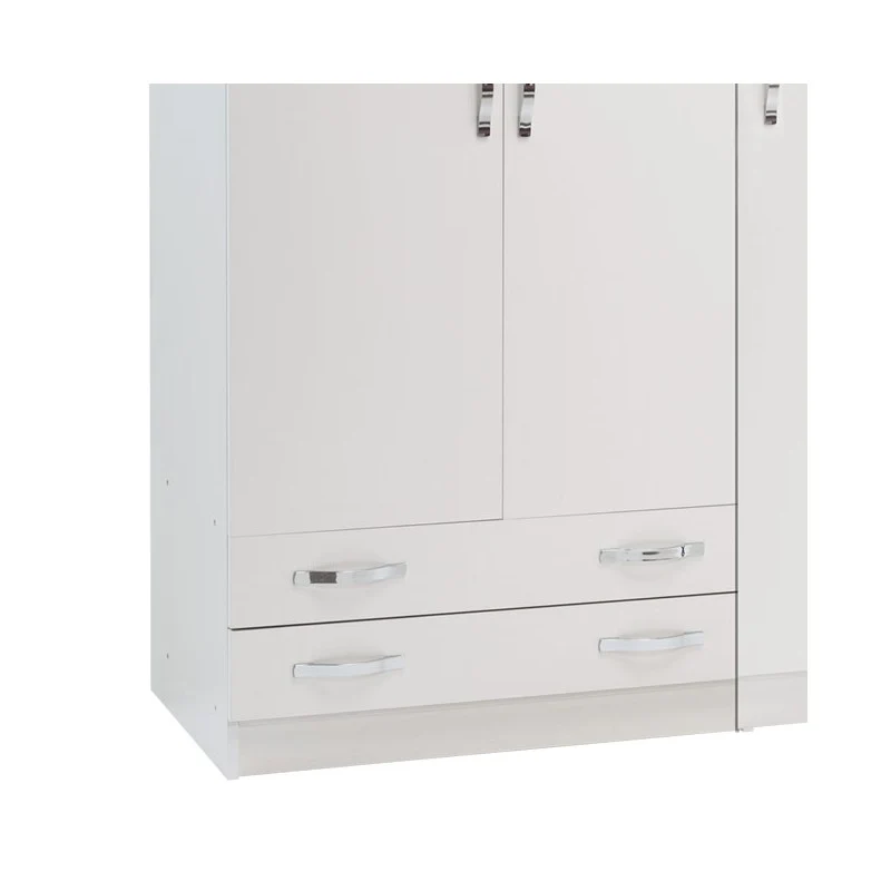 Armoire 3 portes avec commode en frêne blanc 135x52xH 210 cm