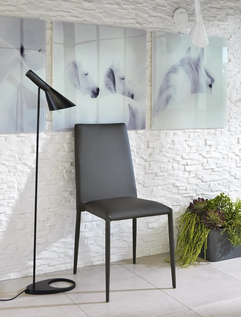 4x Chaise en simili cuir gris foncé 40x496h cm
