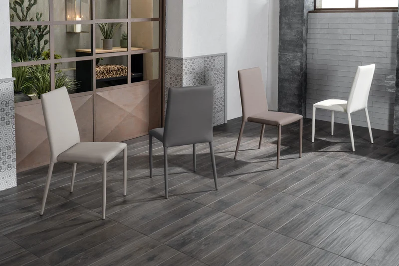 4x Chaise en simili cuir gris foncé 40x496h cm