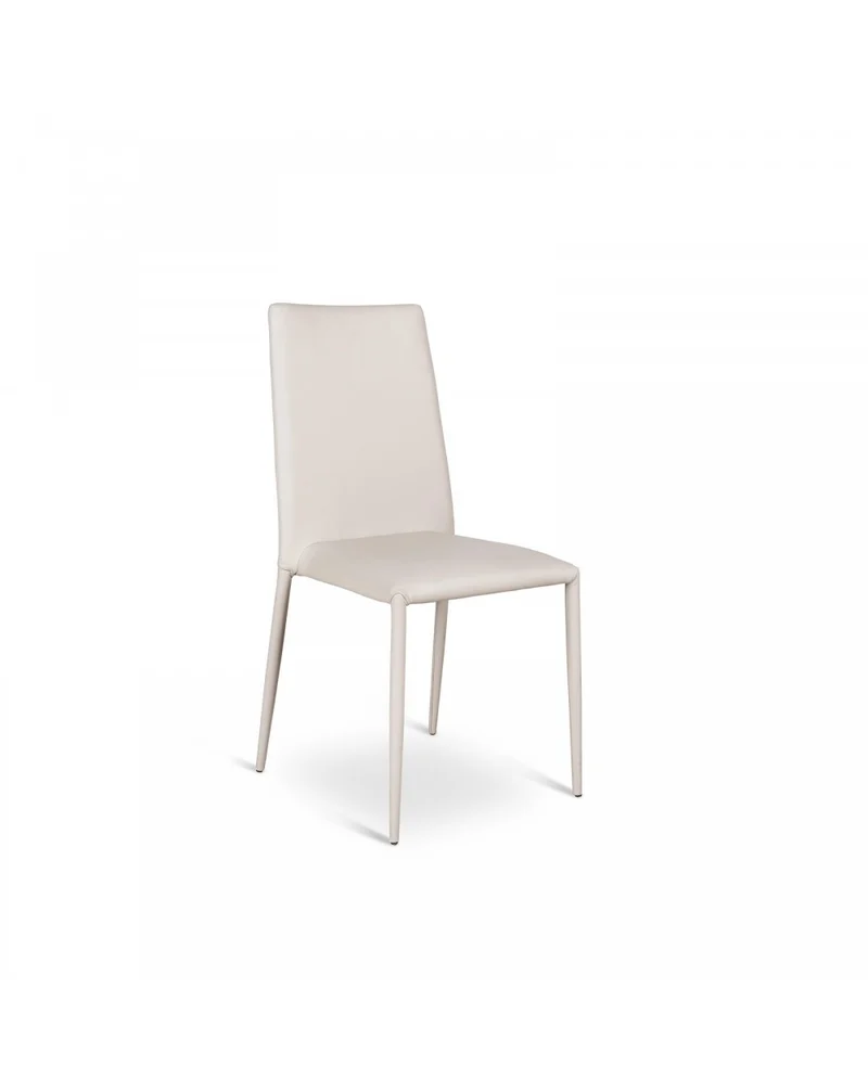 4x Chaise Cleo STS simili cuir gris clair et métal