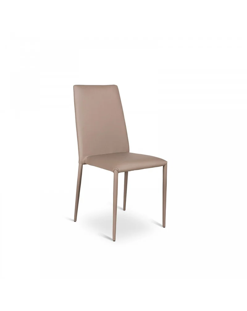4x Chaise Cleo STS simili cuir et métal gris tourterelle