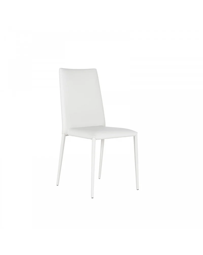 4x Chaise Cleo STS simili cuir et métal blanc
