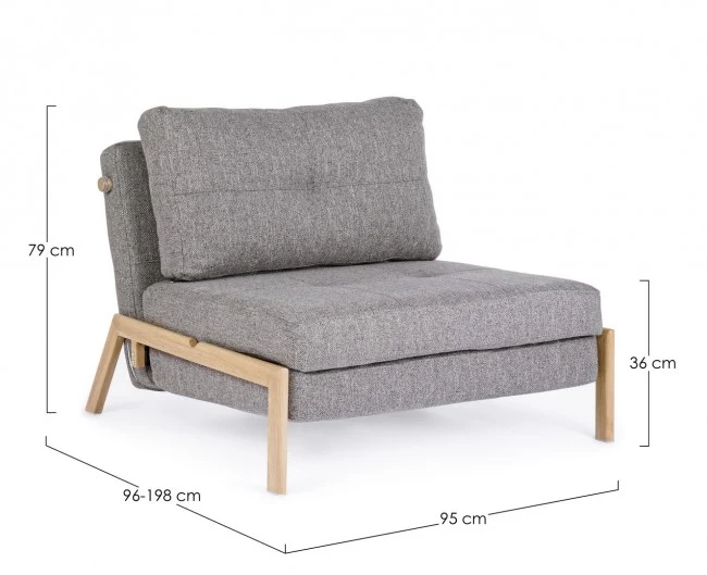 Canapé lit 1 personne gris 95x96x79 cm