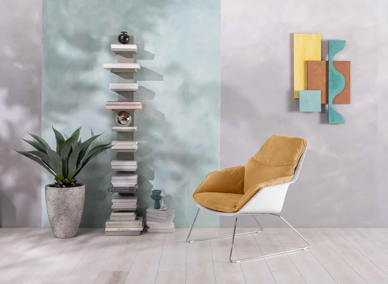 Fauteuil en polypropylène jaune 85 cm x 74 cm H. 86 cm