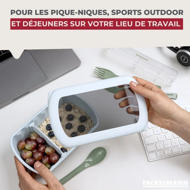 Lot de 4 lunch box 1 L avec compartiments Fackelmann Storage