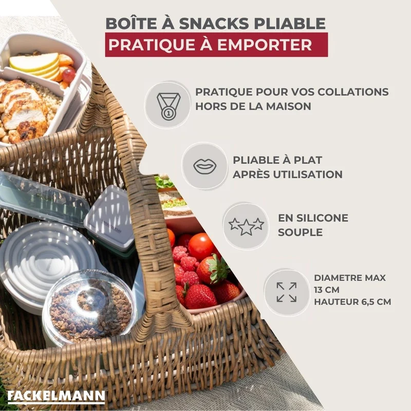 Lot de 6 lunch boxes 1,2 L avec 6 ustensiles de cuisine Fackelmann Storage