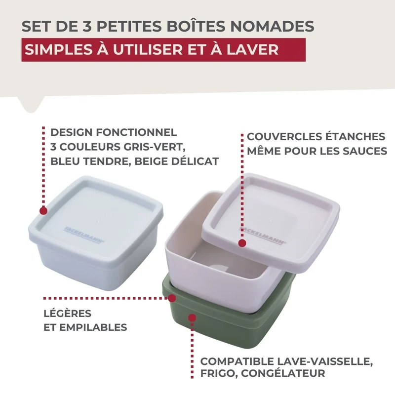 Lot de 4 lunch box 1 L avec 4 ustensiles de cuisine Fackelmann Storage