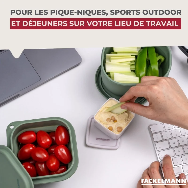 Lot de 2 lunch box 1L avec 2 ustensiles de cuisine Fackelmann Storage