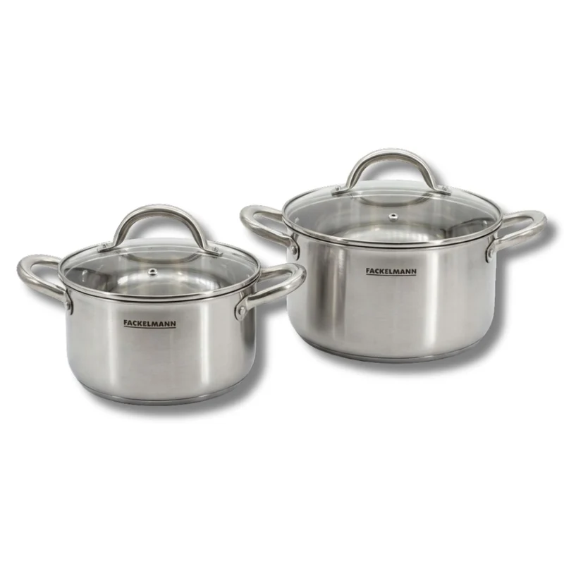 Batterie de cuisine avec 2 faitouts 20/24 cm en inox sans PFAS Fackelmann Vita3