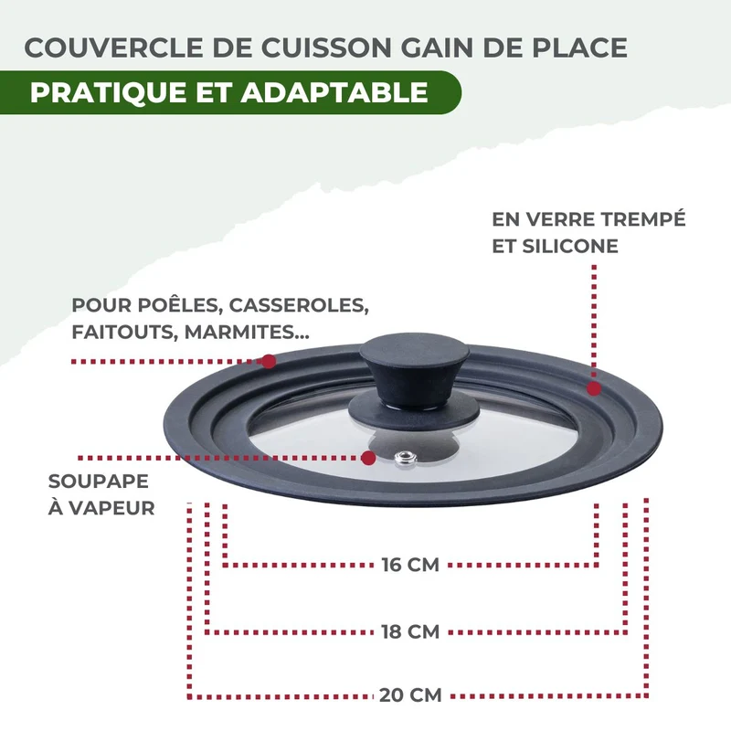 Poêles à Frire 20 et 24 cm Casseroles 14 et 18 cm inox 18/10 Triply et couvercle Fackelmann Vita3