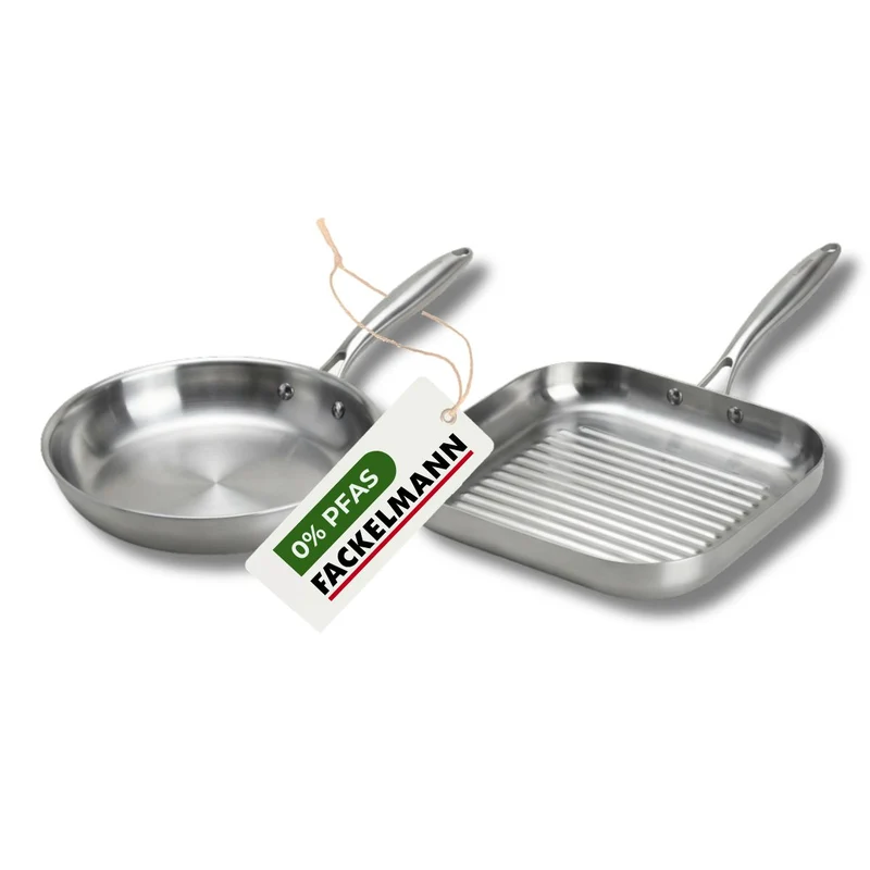 Poêle à Frire 26 cm et Gril 28 cm inox 18/10 Triply Fackelmann Vita3