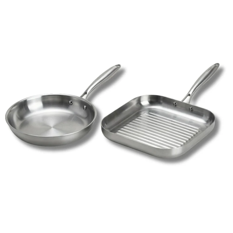 Poêle à Frire 26 cm et Gril 28 cm inox 18/10 Triply Fackelmann Vita3