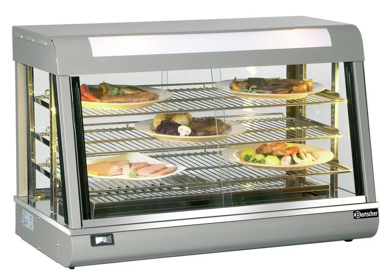 Comptoir chauffant vitré 3 niveaux double accès Deli II humidifié – Bartscher